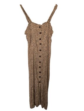 Jopra Brown Floral Button-Front Maxi Dress - Sleeveless Size Large